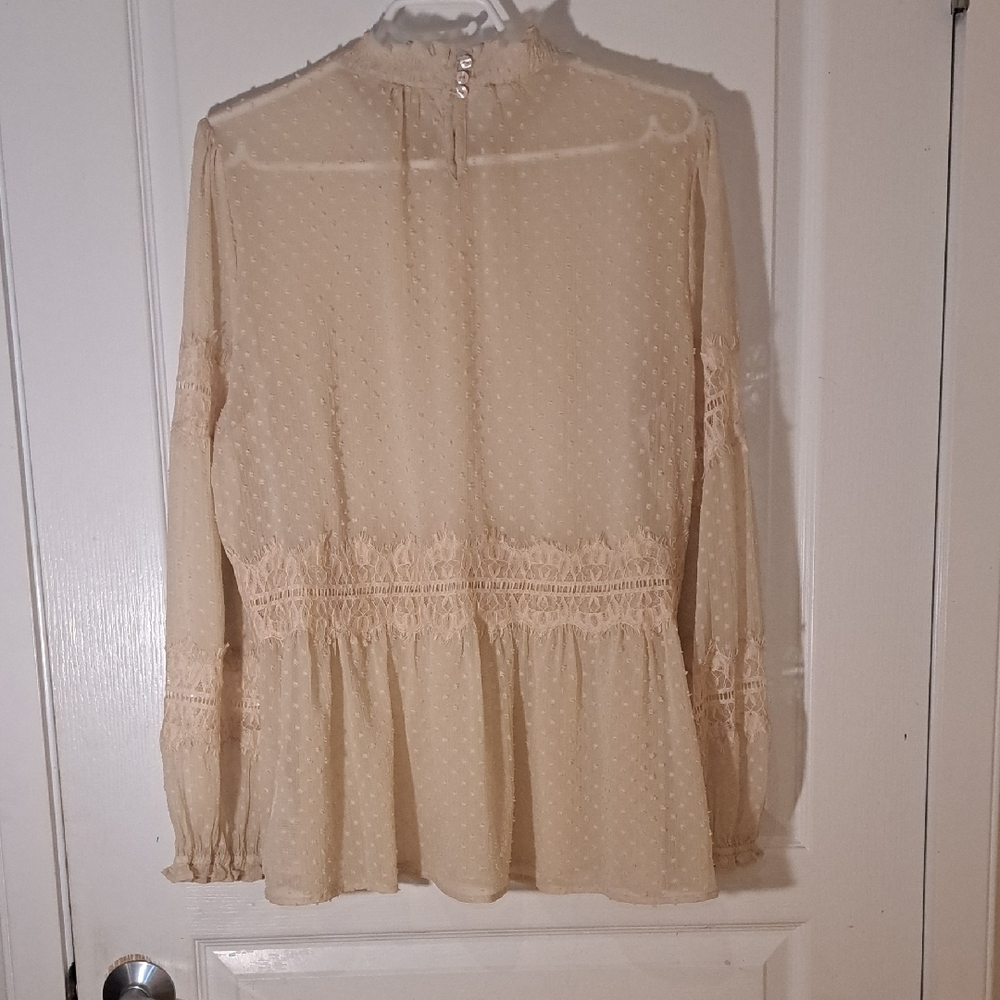 Elegant Cream Lace Women's Top - Picture 9 of 10